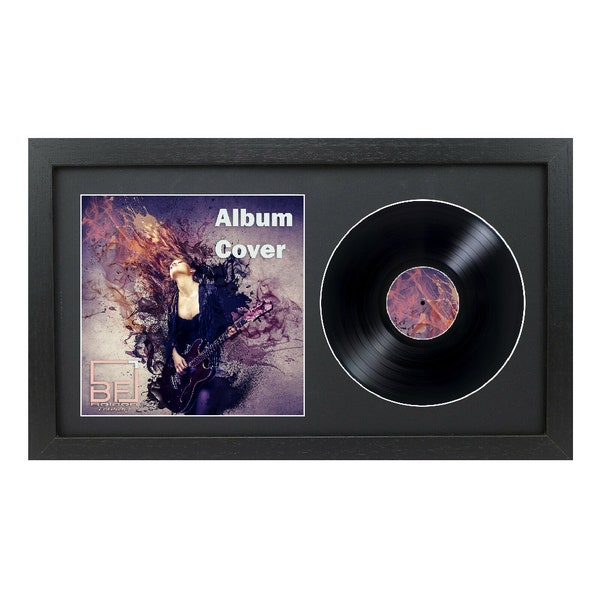 12" / 10" / 7" Double Vinyl LP Record and Album Cover Frame BLACK Mount Memorabilia Wall Display