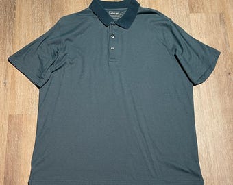 Eddie Bauer Men's Polo Shirt XL Teal Textured Short Sleeve Golf Casual Top EUC
