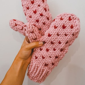 heart mittens, knit mittens for women, wool mittens, winter accessories, fleece lined mittens, birthday gift, valentines day, gift for her image 7