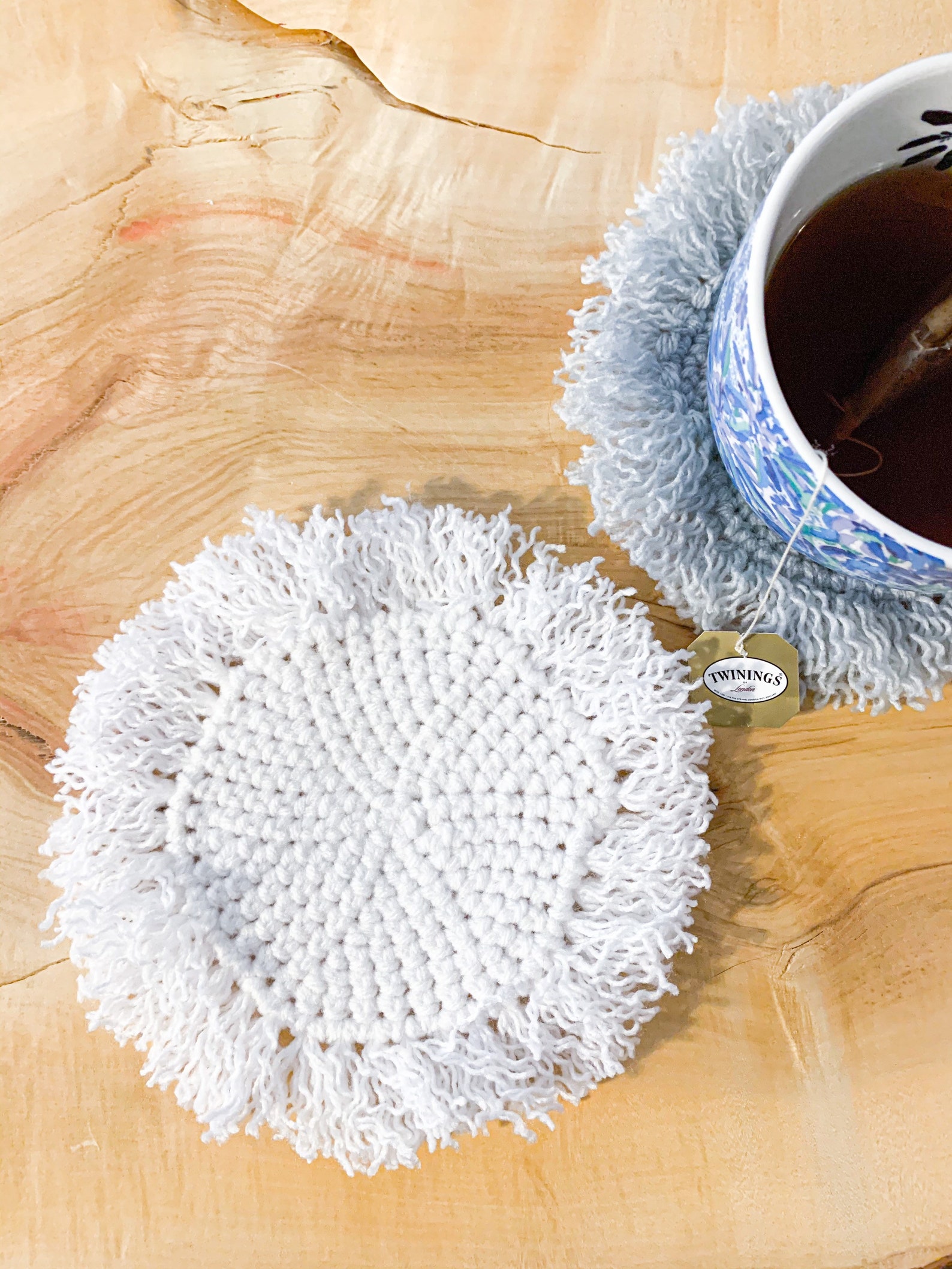 Crochet Boho Fringe Coasters Etsy