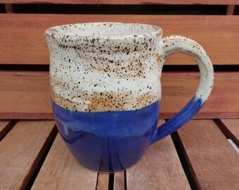 Classic Cream and Blue Mug, Nature-Inspired, Hand-Thrown Pottery made especially for you, Microwave, Dishwasher, Oven Safe