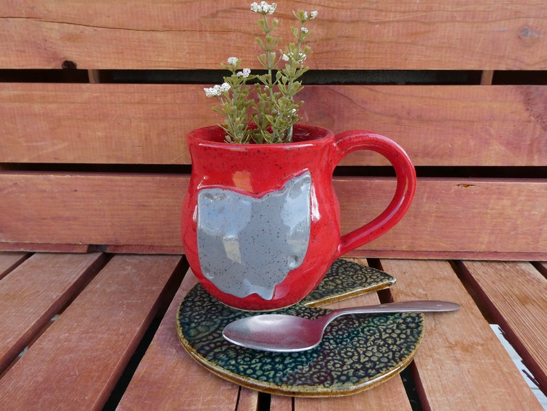 Ohio State Coffee Mug/Red Mug, Gray Ohio/Nature Inspired Pottery/Yellow Creek Pottery image 8