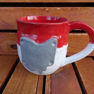 Ohio Mug/Red and White with Gray Ohio/Nature Inspired/Dishwasher, Oven, Dinner Safe/Yellow Creek Pottery