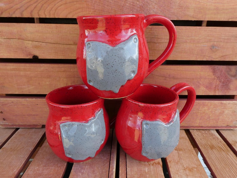 Ohio State Coffee Mug/Red Mug, Gray Ohio/Nature Inspired Pottery/Yellow Creek Pottery image 10