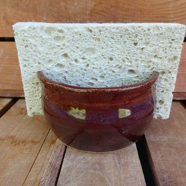 Sponge Holder/Red with Frog Stamp design/Nature Inspired/Yellow Creek Pottery