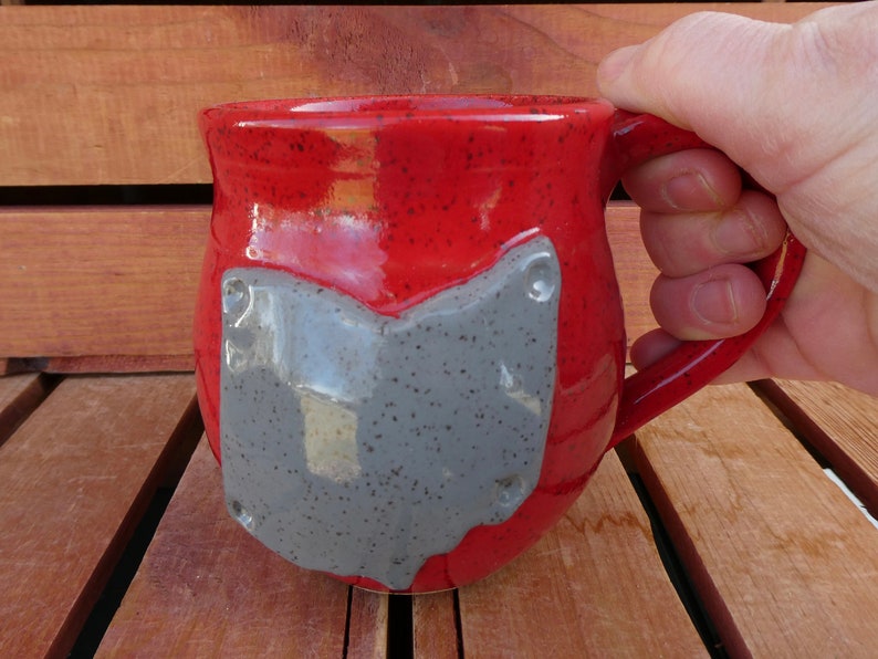 Ohio State Coffee Mug/Red Mug, Gray Ohio/Nature Inspired Pottery/Yellow Creek Pottery image 6