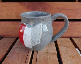 Ohio State Coffee Mug/Gray with Trim-Color Ohio/Nature Inspired Pottery/Yellow Creek Pottery