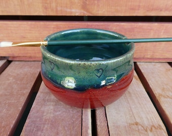 Painter's Water Cup/Red andGreen/Nature Inspired/Yellow Creek Pottery