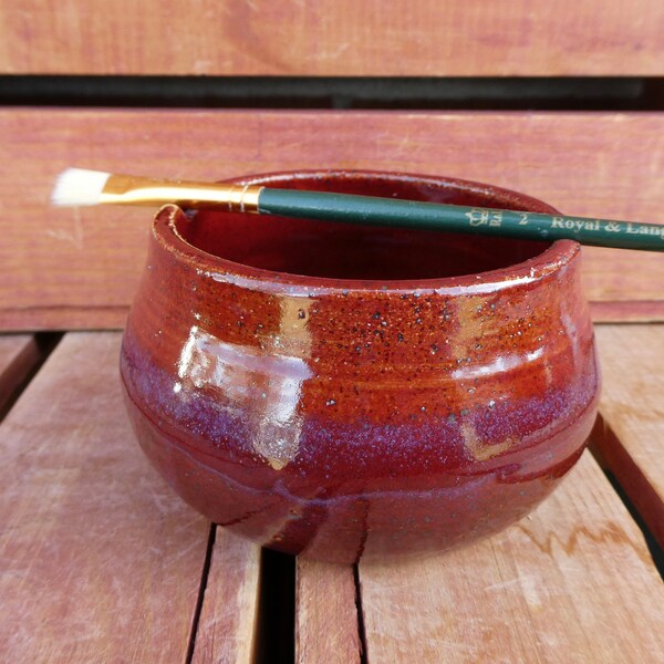 Painter's Water Cup/Red and Purple/Nature Inspired/Yellow Creek Pottery