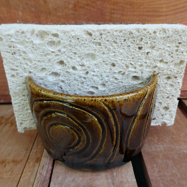 Sponge Holder-Dark Brown Outside/Light Brown Inside-Wood Design