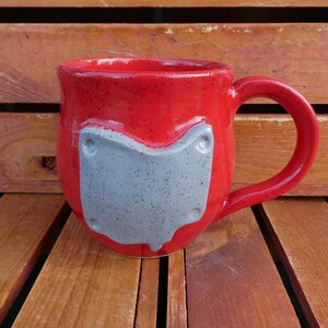 Ohio Mug/Red with Gray Ohio/Nature Inspired/Dishwasher, Oven, Dinner Safe/Yellow Creek Pottery