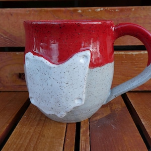 Ohio Mug/Red and Gray with White Ohio/Nature Inspired/Dishwasher, Oven, Dinner Safe/Yellow Creek Pottery