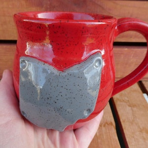 Ohio State Coffee Mug/Red Mug, Gray Ohio/Nature Inspired Pottery/Yellow Creek Pottery image 3