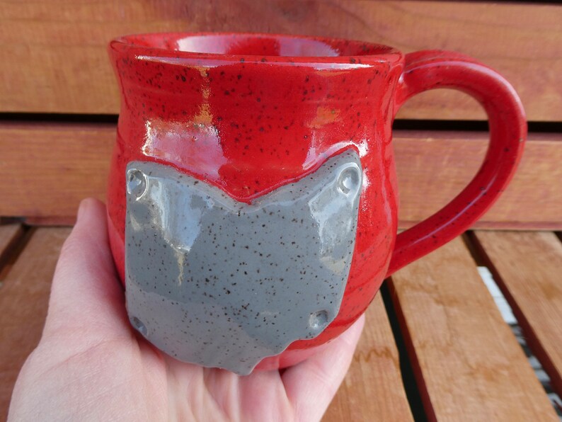 Ohio State Coffee Mug/Red Mug, Gray Ohio/Nature Inspired Pottery/Yellow Creek Pottery image 3