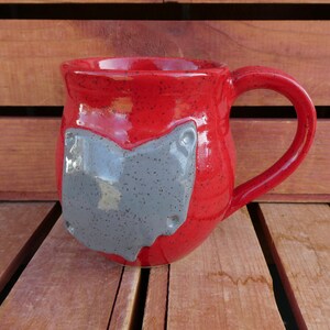 Ohio State Coffee Mug/Red Mug, Gray Ohio/Nature Inspired Pottery/Yellow Creek Pottery image 1