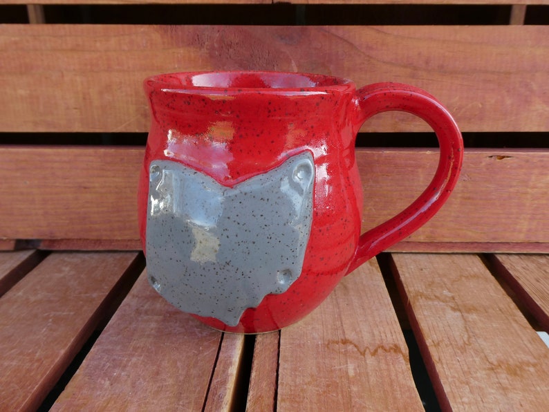 Ohio State Coffee Mug/Red Mug, Gray Ohio/Nature Inspired Pottery/Yellow Creek Pottery image 1