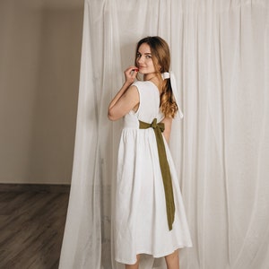 Robe de linge pour femmes, robe maxi blanche, vêtements de linge femmes, robe de linge dété, robe de linge blanc, vêtements taille plus, robe de mariée en linge image 1