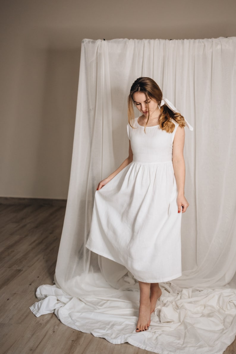 Linen Dress for Women, White Maxi Dress, Linen Clothing Women, Summer Linen Dress, White Linen Dress, Plus Size Clothing,Linen Wedding Dress image 2