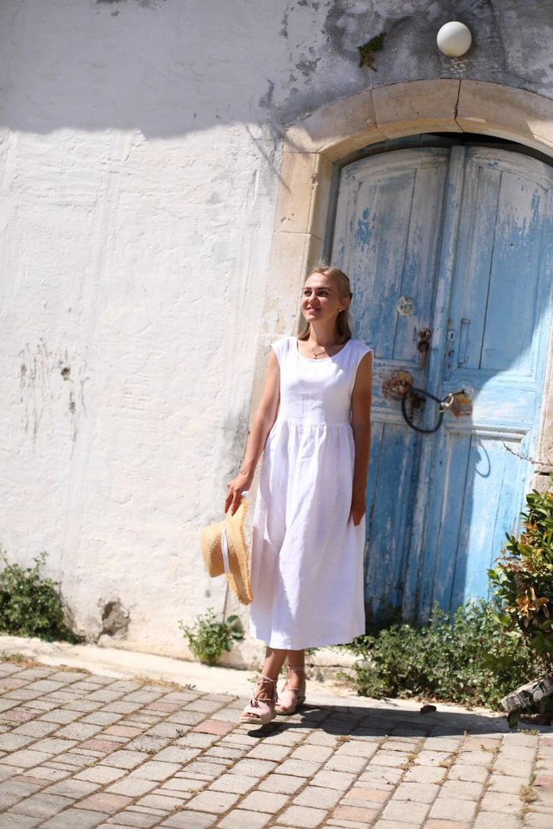 Linen Dress for Women, White Maxi Dress, Linen Clothing Women, Summer Linen Dress, White Linen Dress, Plus Size Clothing,Linen Wedding Dress image 6