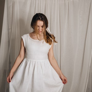 Linen Dress for Women, White Maxi Dress, Linen Clothing Women, Summer Linen Dress, White Linen Dress, Plus Size Clothing,Linen Wedding Dress image 4