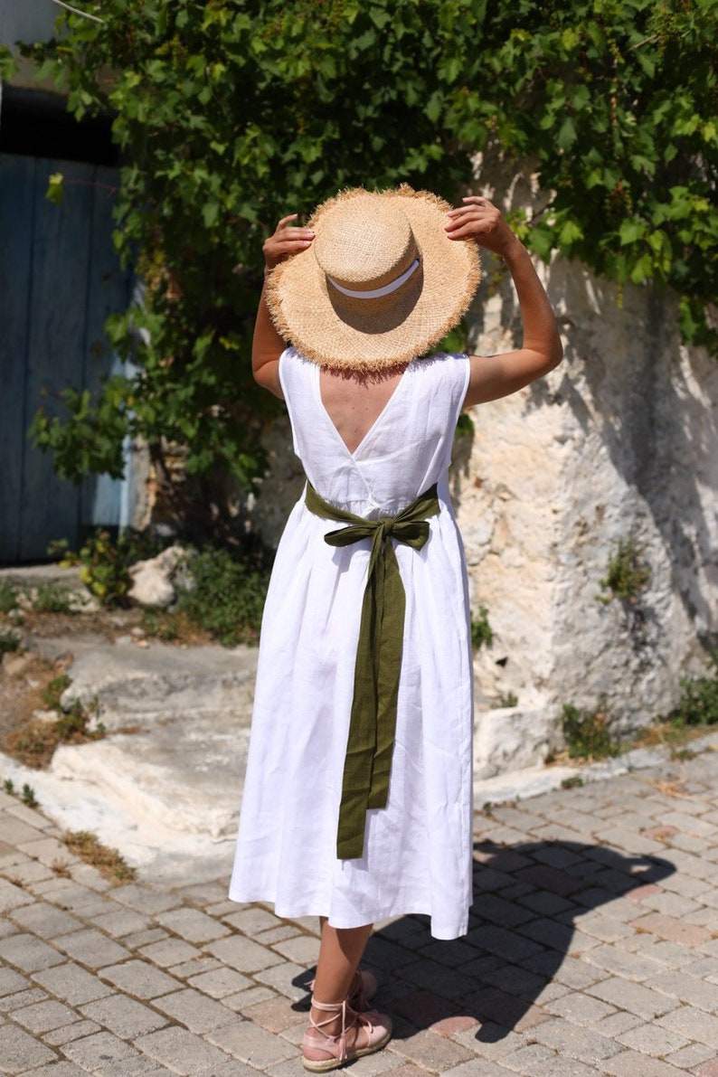 Robe de linge pour femmes, robe maxi blanche, vêtements de linge femmes, robe de linge dété, robe de linge blanc, vêtements taille plus, robe de mariée en linge image 8