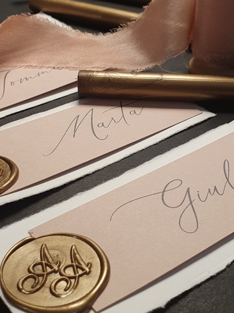 10 Personalized Place Card Tags With Amalfi Paper and Sealing Etsy