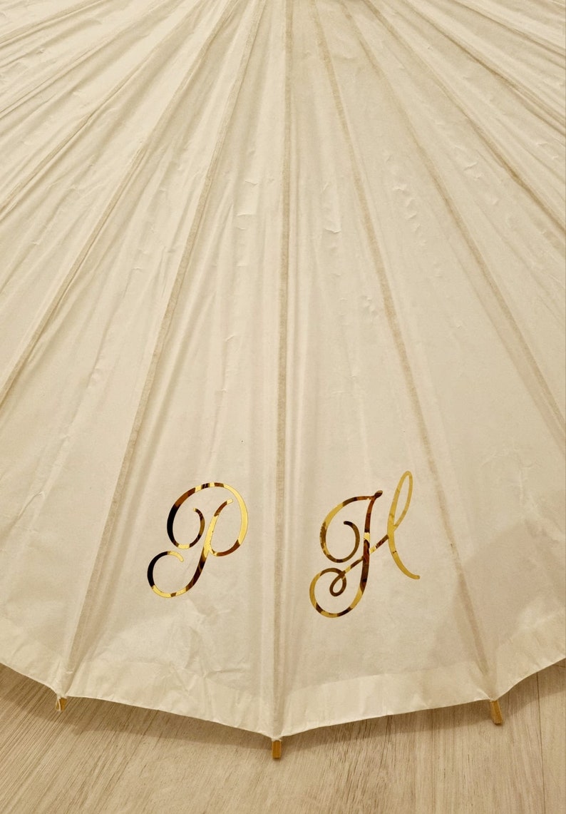 Ombrellino parasole diametro 40 60 84 cm bianco in carta e bambù per cerimonia matrimonio immagine 2