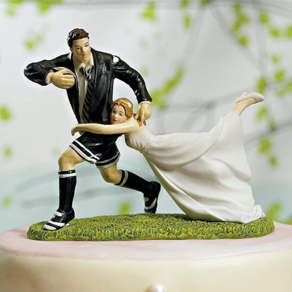 Cake Topper Porcellana Torta Nuziale Matrimonio Rugby Wedding Love Tackle Bride And Groom Cake Topper Porcelain