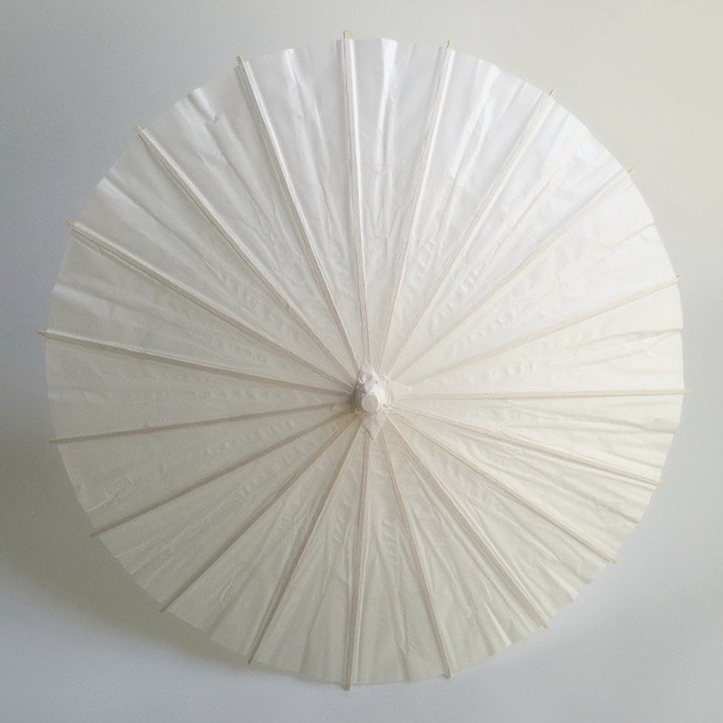 Ombrellino parasole diametro 40 60 84 cm bianco in carta e bambù per cerimonia matrimonio immagine 1