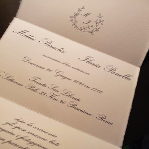 Partecipazioni matrimonio personalizzate - inviti nozze pocketfold carta  kraft fiori bianchi 10 pezzi …