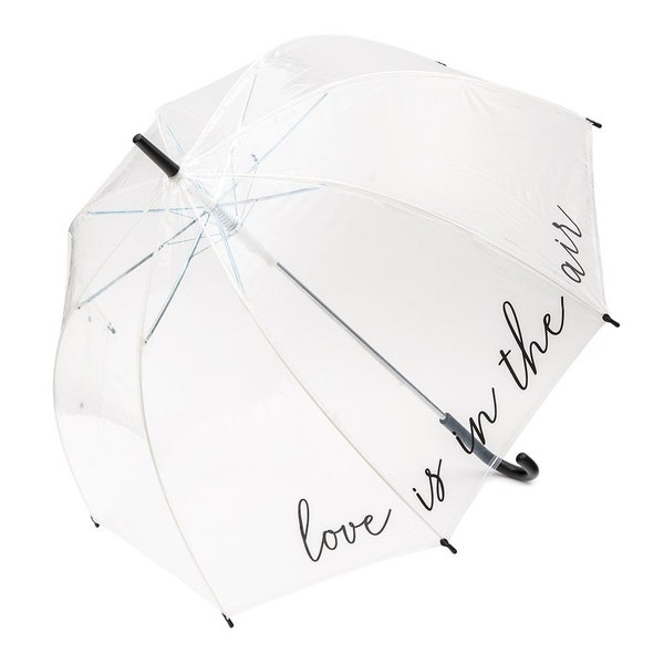 Large Clear Plastic Bubble Wedding Umbrella - Love Is In The Air