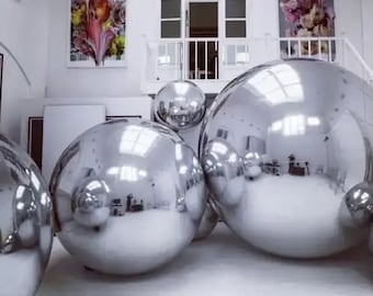 Ballon gonflable géant en PVC pour événements, ballon miroir irisé, or, argent, ballon