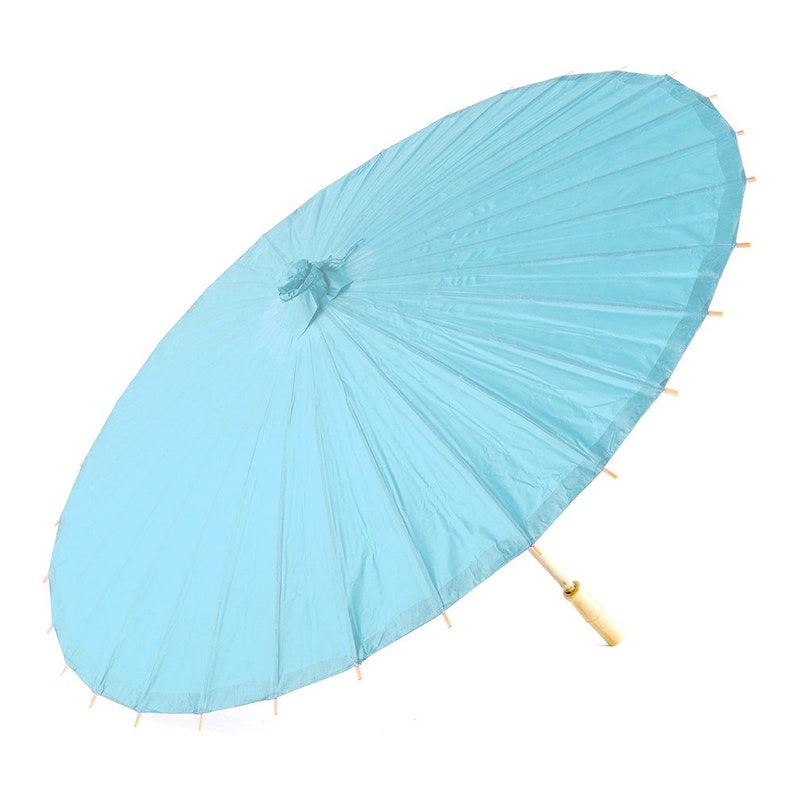 Sonnenschirm Durchmesser 84 cm, Zeremonienschirm aus weißem Papier und Bambus, 84 cm T x 58 cm L, Hochzeitsschirm Blu