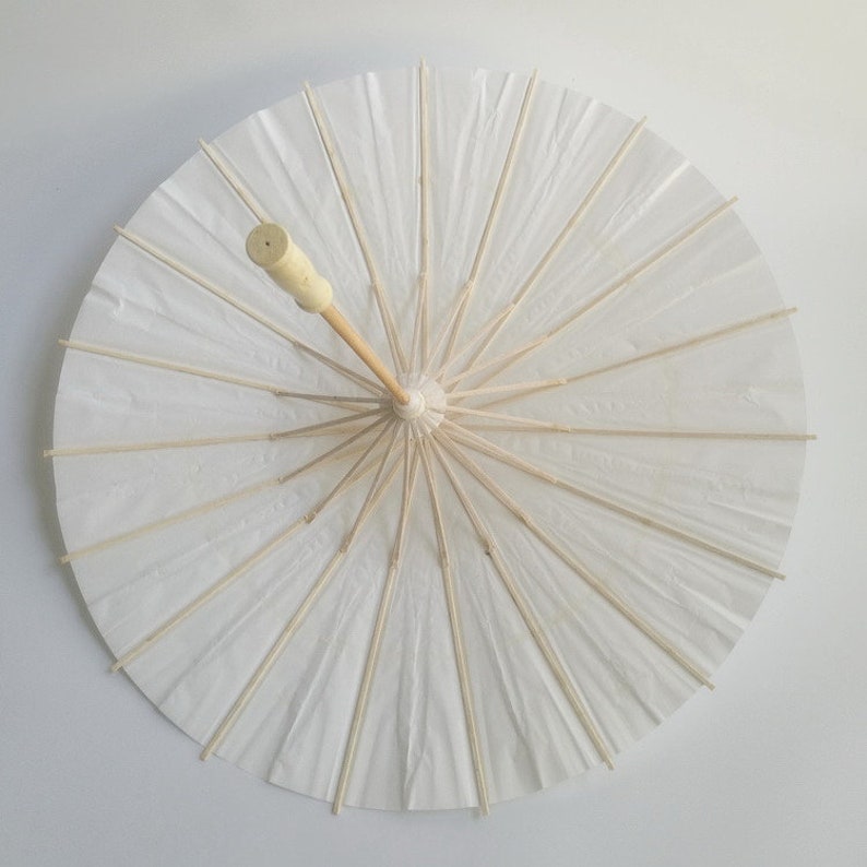 Ombrellino parasole diametro 40 60 84 cm bianco in carta e bambù per cerimonia matrimonio immagine 5