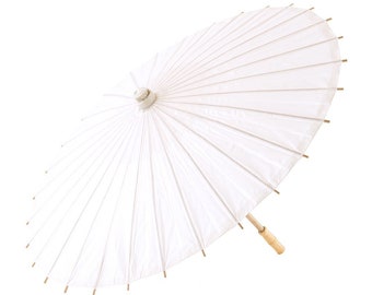 Parasol en papier blanc et bambou (diamètre 84 cm) pour cérémonie 84 cm (P) x 58 cm (L) parapluie de mariage