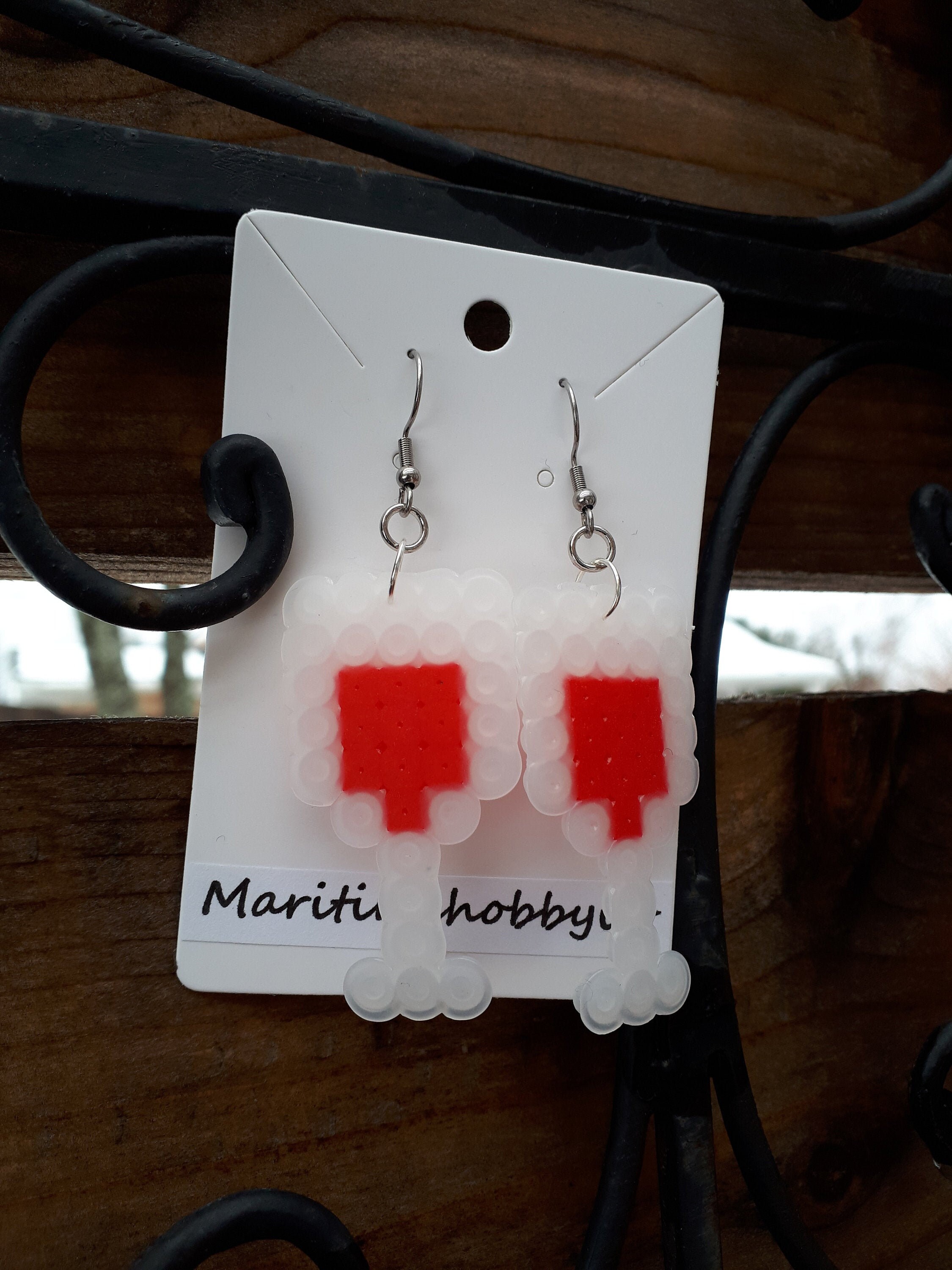 Wine Glass Earrings Perler Bead earrings Booze earrings Etsy