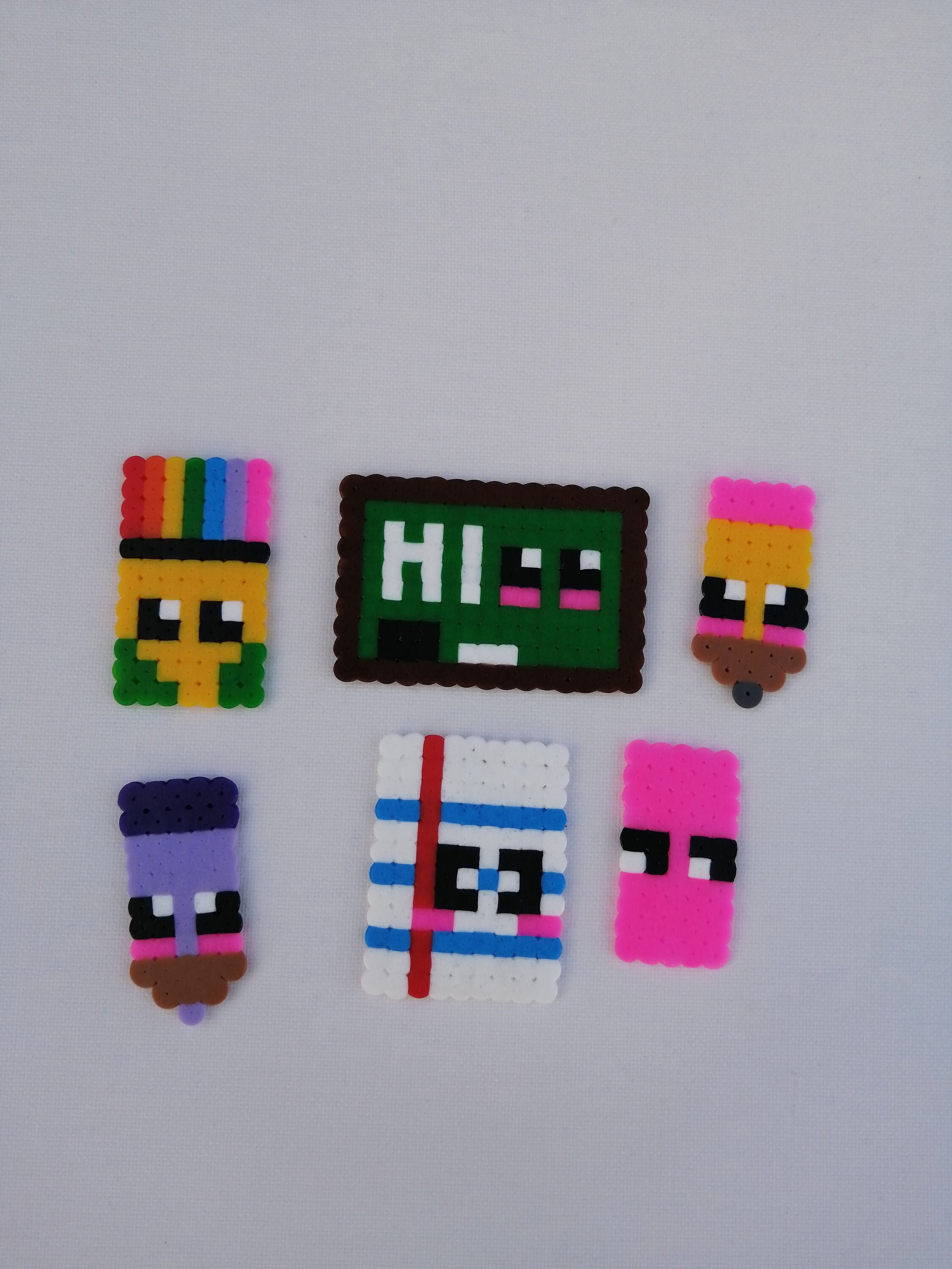 School Supply 6pc Set Perler Bead Cute Etsy