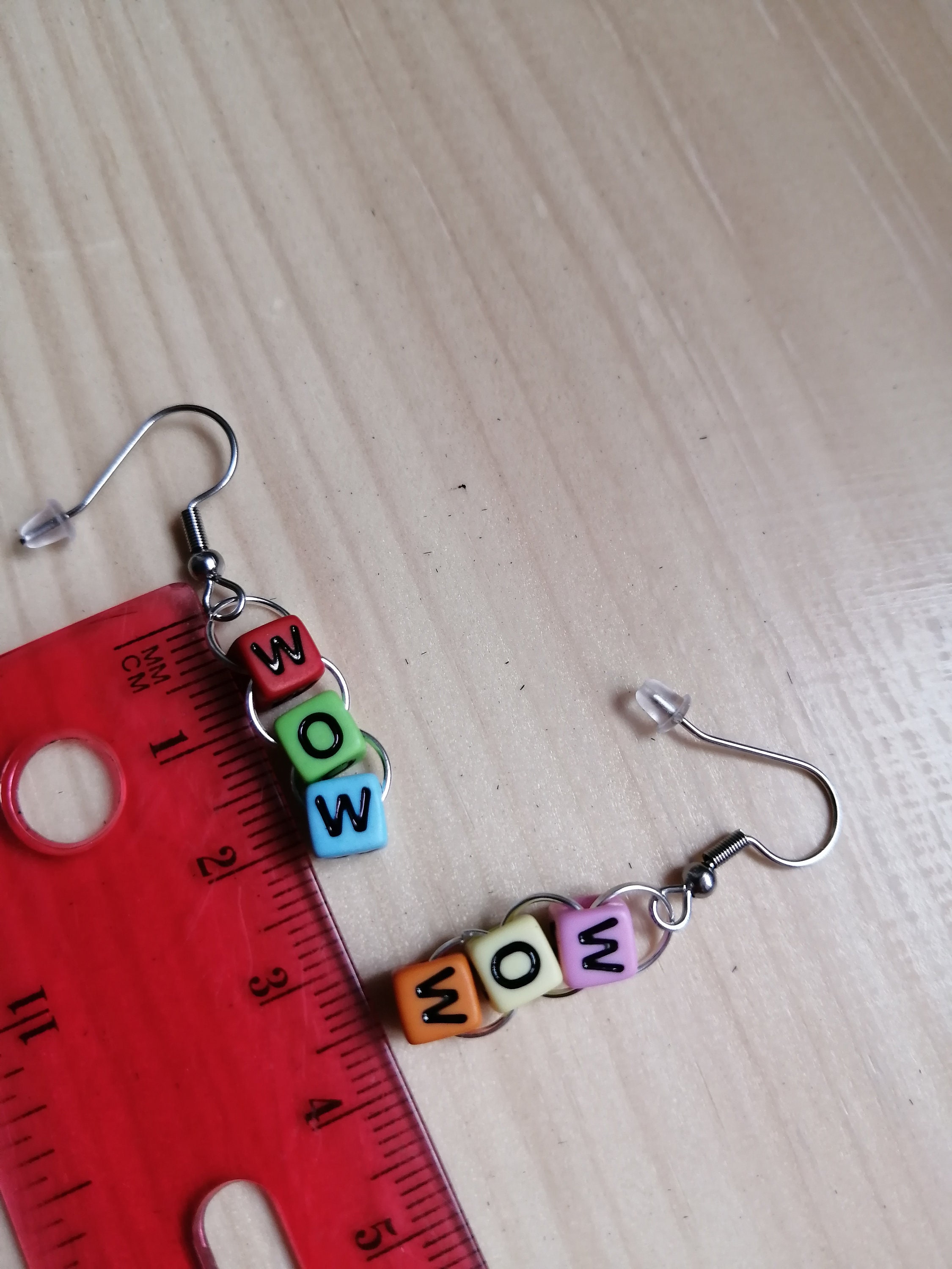 Wow Earrings Beaded Word Earrings text earrings quirky Etsy