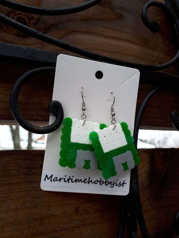 Floppy disk earrings Plastic perler bead earrings on Etsy