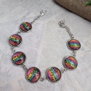 Animal print bracelet- 12mm 90's vibe cabochons in stainless steel settings, adjustable to fit wrists 6"-8"