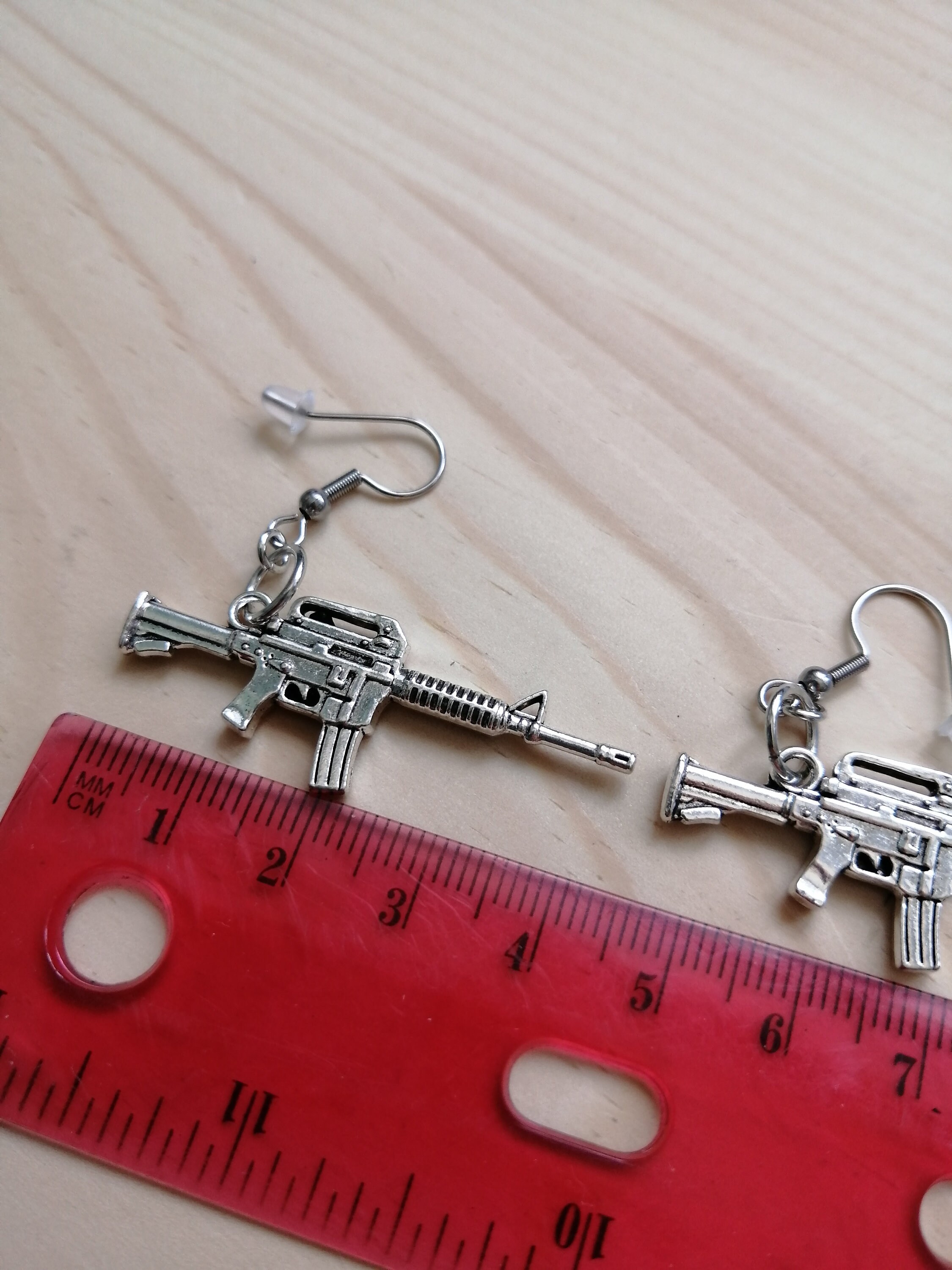 Rifle Earrings Silver Charm earrings assault rifle earrings Etsy