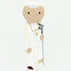 Pope St. John Paul II Wooden Saint Peg
