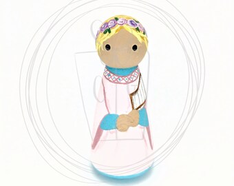 St. Cecilia Wooden Saint Peg