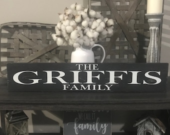 Last name sign, established date sign, family sign, wood sign, distressed, farmhouse, Gallery wall, horizontal sign, white, gray, black