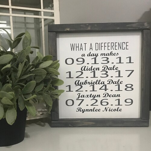 What a Difference Day Makes Sign Important Dates Sign Names Etsy