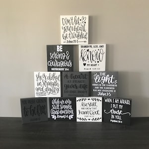 Bible verse plaque, Christian shelf sign, Religious shelf decor, Bible verse desk decor, Religious gift