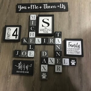 Scrabble wall letters, multicolored, painted letters, solid or distressed, wall tiles, 3.5 or 5.5 inch, white, gray, black, brown, cream