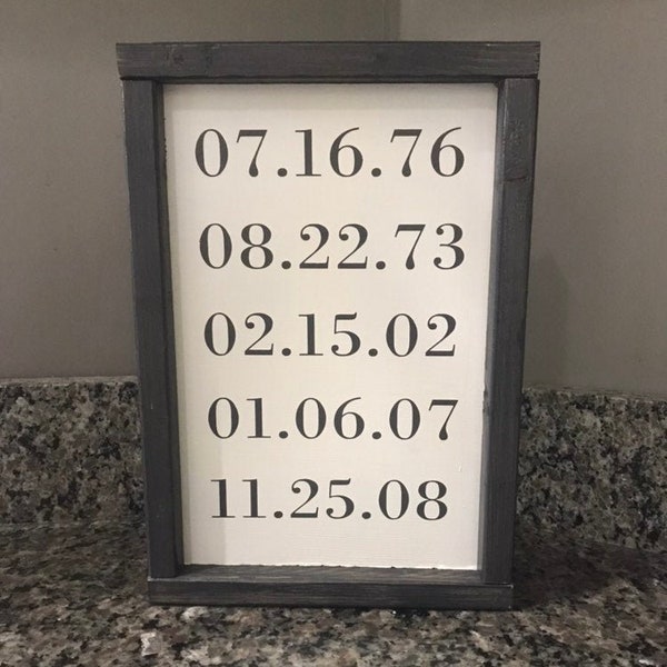 Important Dates Sign, Birthday Sign, Anniversary Sign, Wood Sign, Dates I love, kids sign, days sign, grandparents sign, personalized, frame