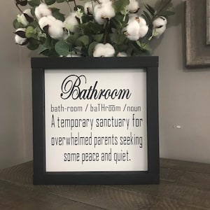 Bathroom Definition, kids bathroom, parent, Humor sign, funny bathroom sign, restroom, framed