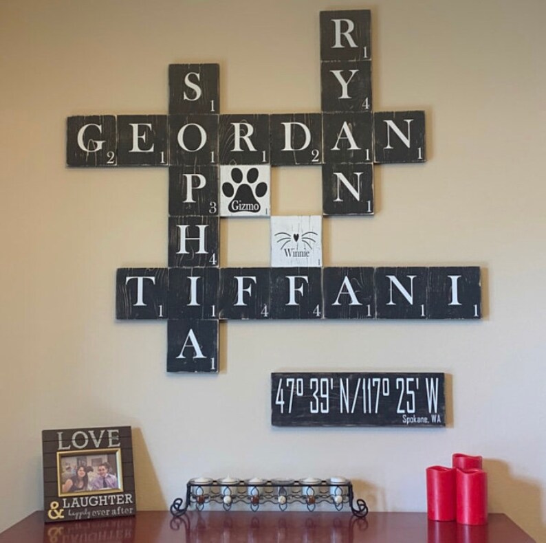 Scrabble Wall Tiles distressed scrabble wall letters Etsy